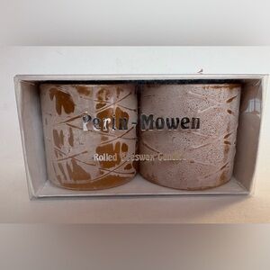 Perin-Mowen 2.5 inch Hand Rolled Beeswax Pillar Candle Set Vintage Decorative